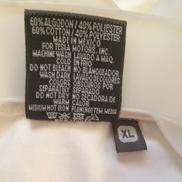 TESLA - Men's Size XL White Button Up Long Sleeve Collared Dress Shirt Logo - Picture 6 of 10